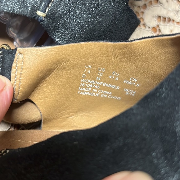 Clarks Collection Black Leather Cork Wedge Size 7.5 Women’s Summer Boho Beach - Picture 6 of 8